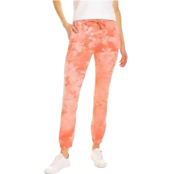 Cotton Citizen Pants - COTTON CITIZEN Dahlia Crystal Orange And White Tie-Dye Cotton Jogger